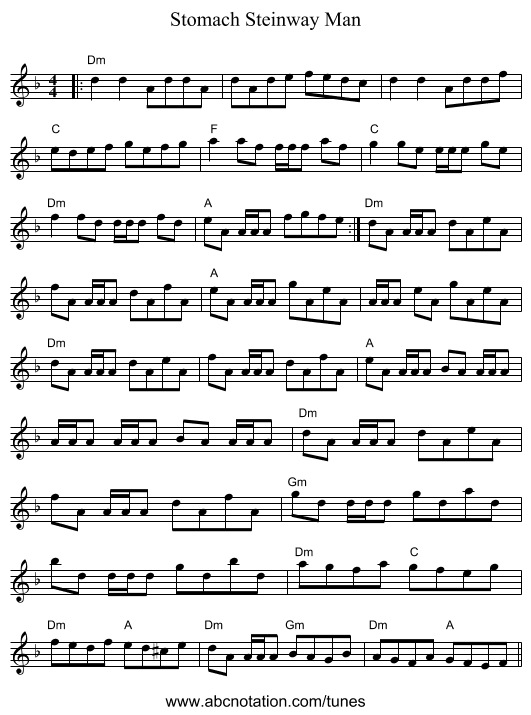 Stomach Steinway Man - staff notation