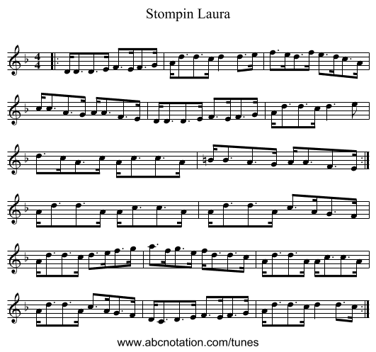 Stompin Laura - staff notation