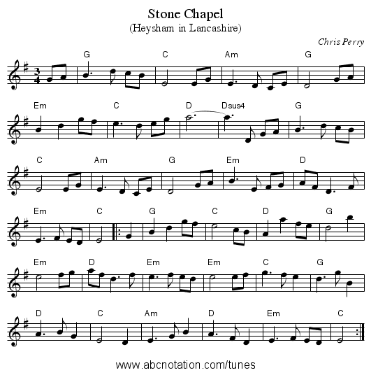 Stone Chapel - staff notation