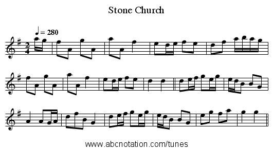 Stone Church - staff notation