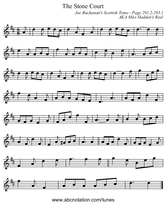 Stone Court, The - staff notation