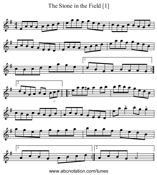 Stone in the Field [1], The - staff notation