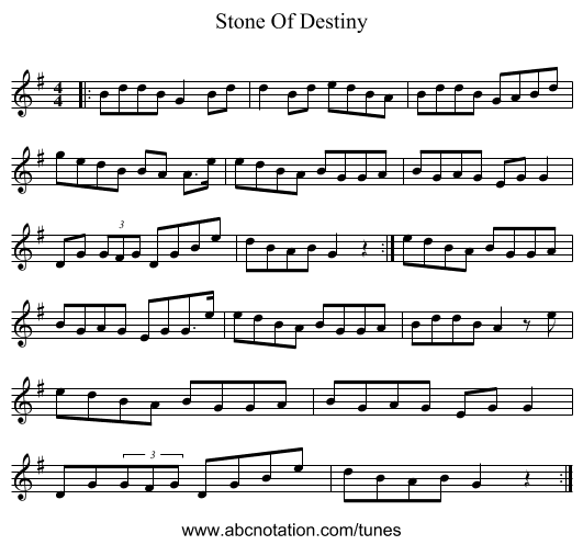 Stone Of Destiny - staff notation