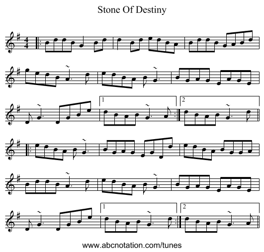 Stone Of Destiny - staff notation