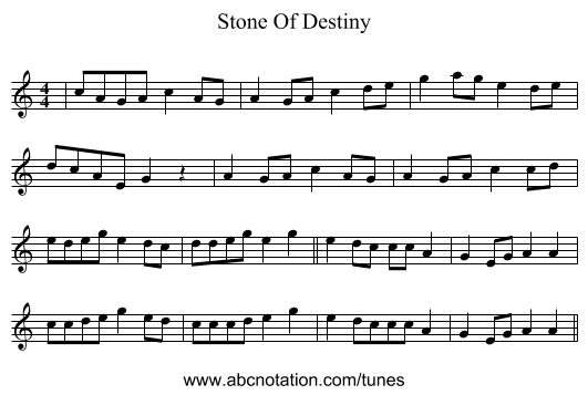 Stone Of Destiny - staff notation