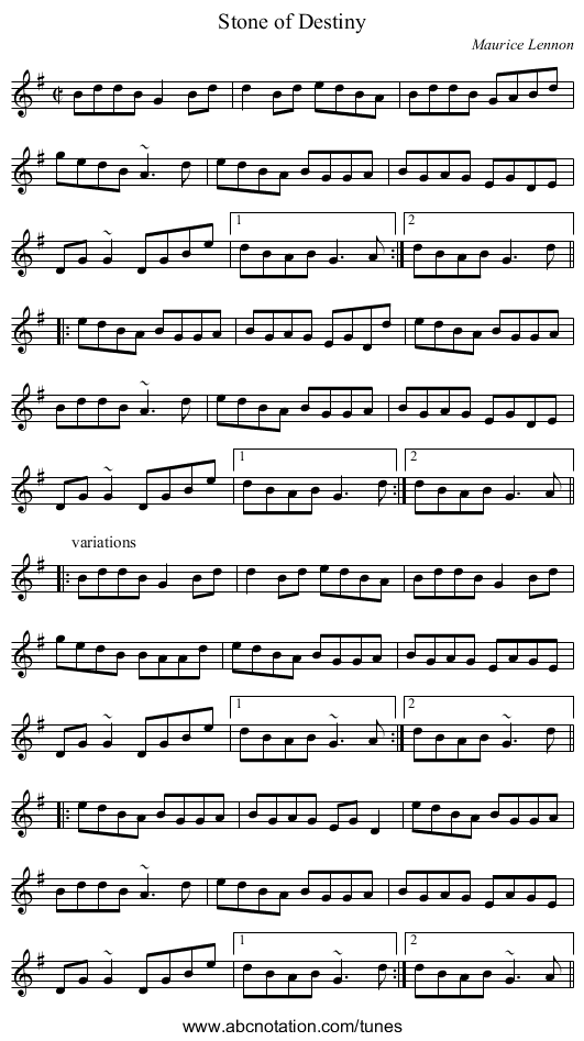 Stone of Destiny - staff notation