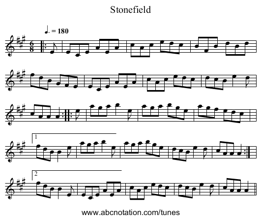 Stonefield - staff notation
