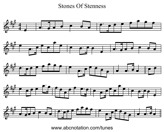 Stones Of Stenness - staff notation