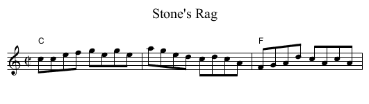 Stone's Rag - staff notation