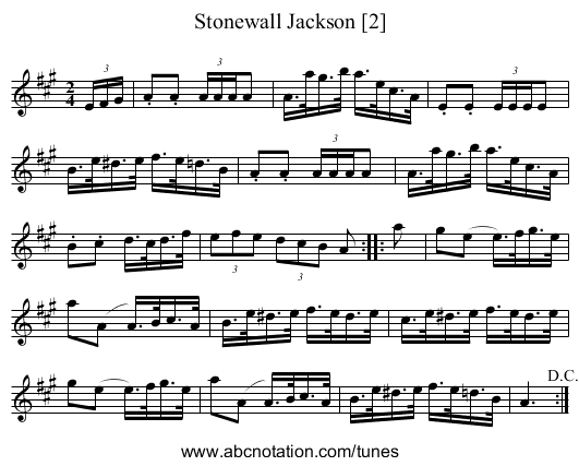 Stonewall Jackson [2] - staff notation
