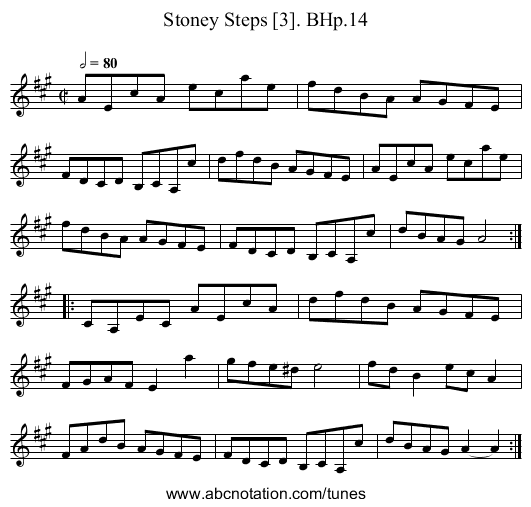 Stoney Steps [3]. BHp.14 - staff notation