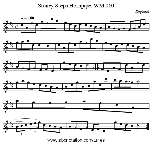 Stoney Steps Hornpipe. WM.060 - staff notation