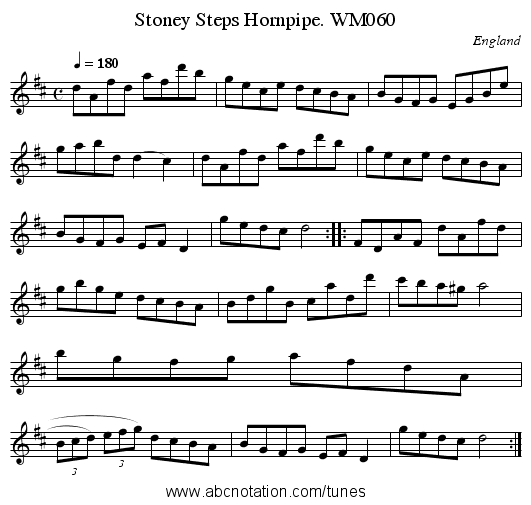 Stoney Steps Hornpipe. WM060 - staff notation