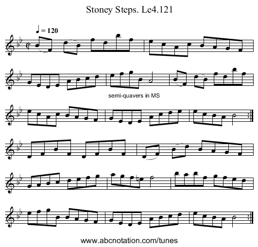 Stoney Steps. Le4.121 - staff notation