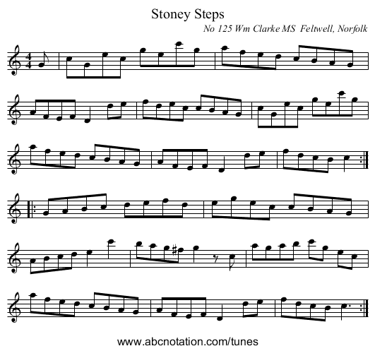 Stoney Steps - staff notation