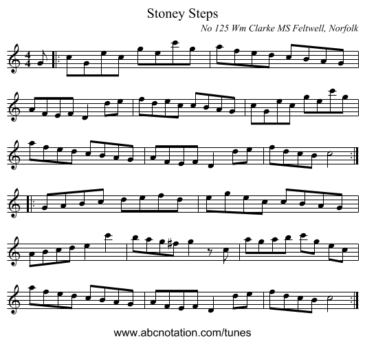 Stoney Steps - staff notation