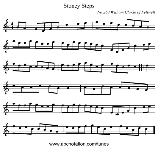 Stoney Steps - staff notation