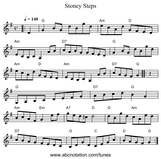 Stoney Steps - staff notation