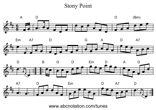 Stony Point - staff notation