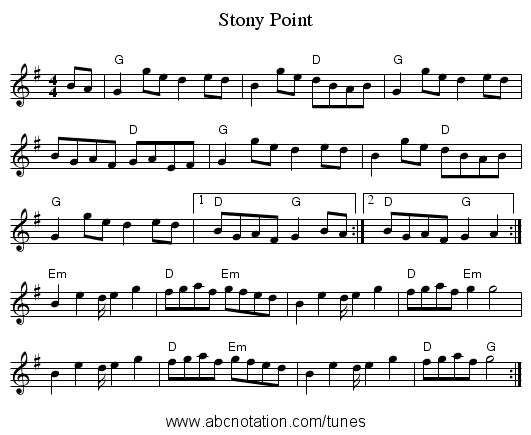 Stony Point - staff notation