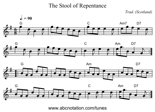 Stool of Repentance, The - staff notation