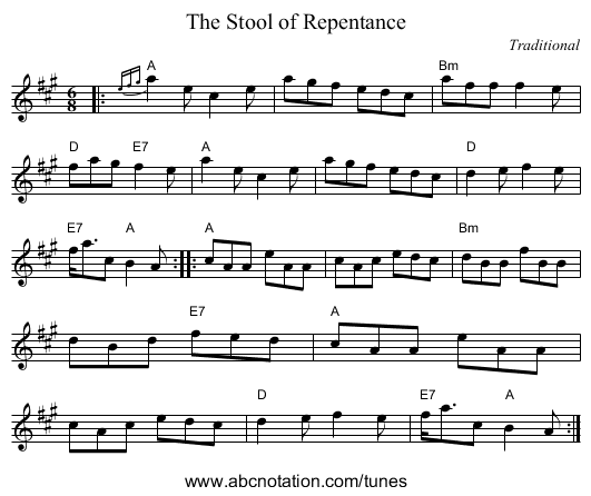 Stool of Repentance, The - staff notation