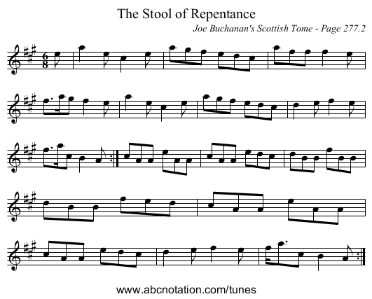 Stool of Repentance, The - staff notation