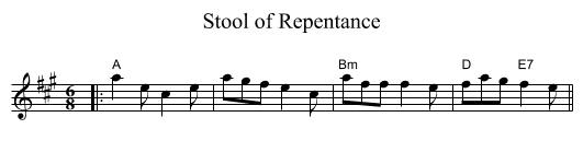 Stool of Repentance - staff notation
