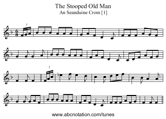Stooped Old Man, The - staff notation