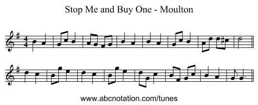 Stop Me and Buy One - Moulton - staff notation