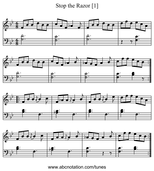 Stop the Razor [1] - staff notation
