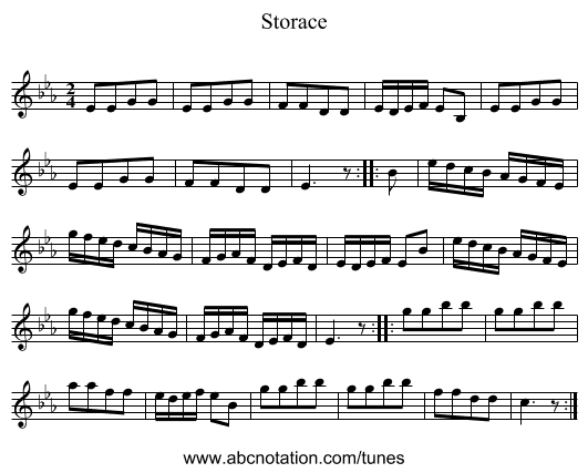 Storace - staff notation