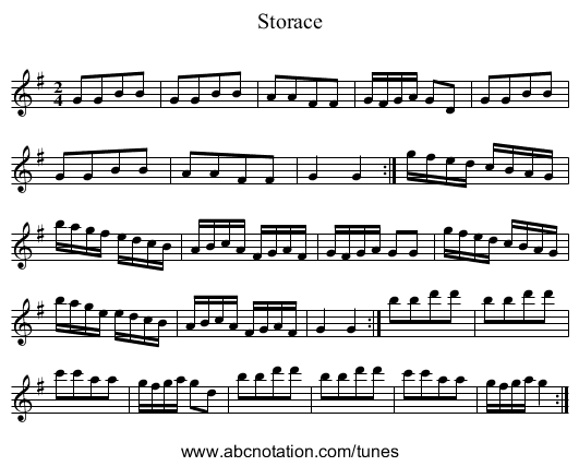 Storace - staff notation