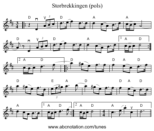 Storbrekkingen (pols) - staff notation