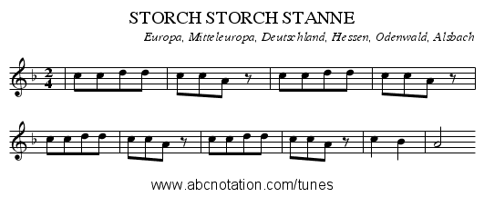 STORCH STORCH STANNE - staff notation