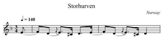 Storhurven - staff notation