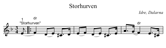 Storhurven - staff notation
