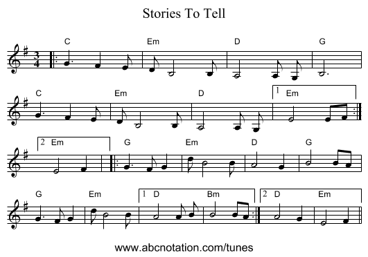 Stories To Tell - staff notation
