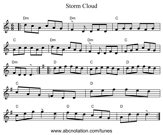 Storm Cloud - staff notation