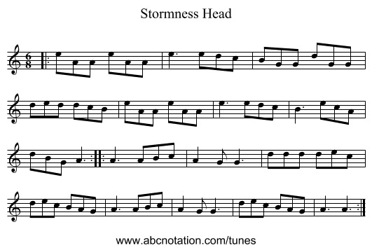 Stormness Head - staff notation