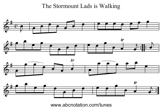 Stormount Lads is Walking, The - staff notation