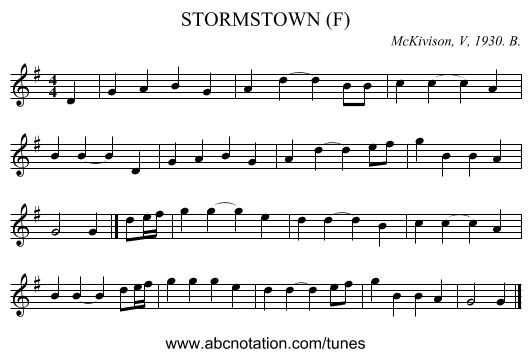 STORMSTOWN (F) - staff notation