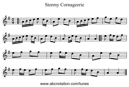 Stormy Cornageerie - staff notation