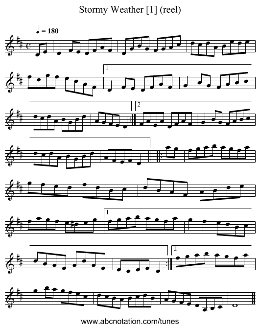Stormy Weather [1] (reel) - staff notation