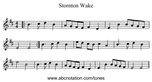 Stornton Wake - staff notation