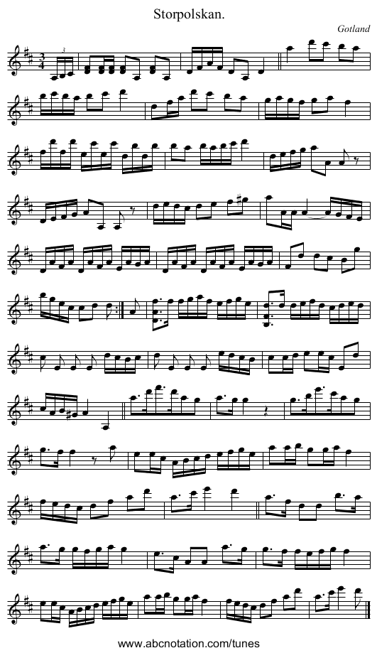 Storpolskan. - staff notation