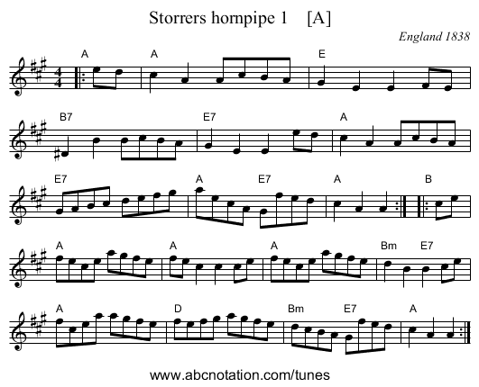 Storrers hornpipe 1    [A] - staff notation