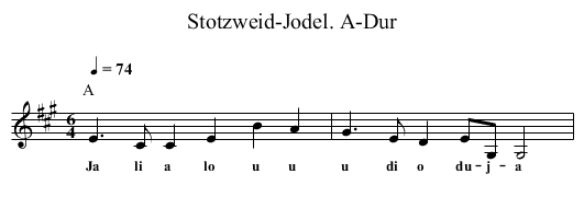 Stotzweid-Jodel. A-Dur - staff notation