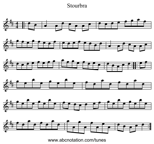 Stourbra - staff notation