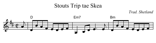Stouts Trip tae Skea - staff notation